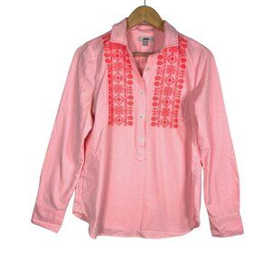 J.Crew Paisley embroidered striped shirt Pink core sz 8